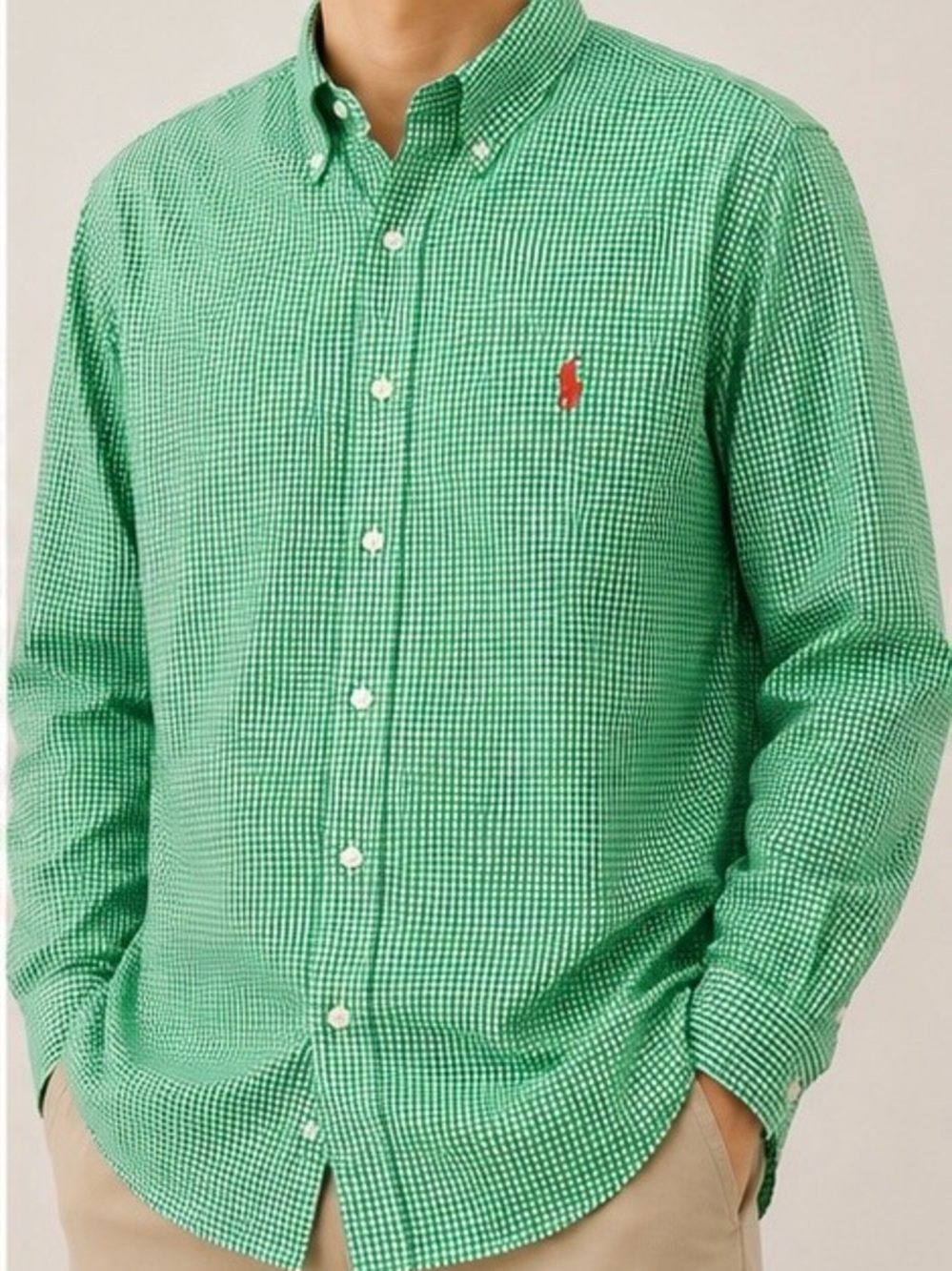 Ralph Lauren Green Gingham Button-Down Shirt - Picture 4 of 4